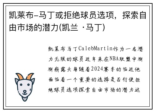 凯莱布-马丁或拒绝球员选项，探索自由市场的潜力(凯兰 ·马丁)