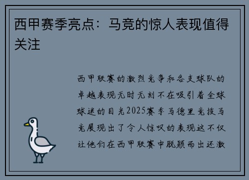 西甲赛季亮点：马竞的惊人表现值得关注
